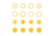 Line and silhouettes sun vector