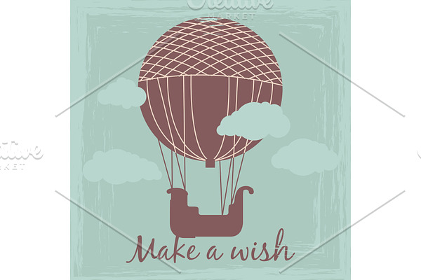 Make a wish vintage card vector