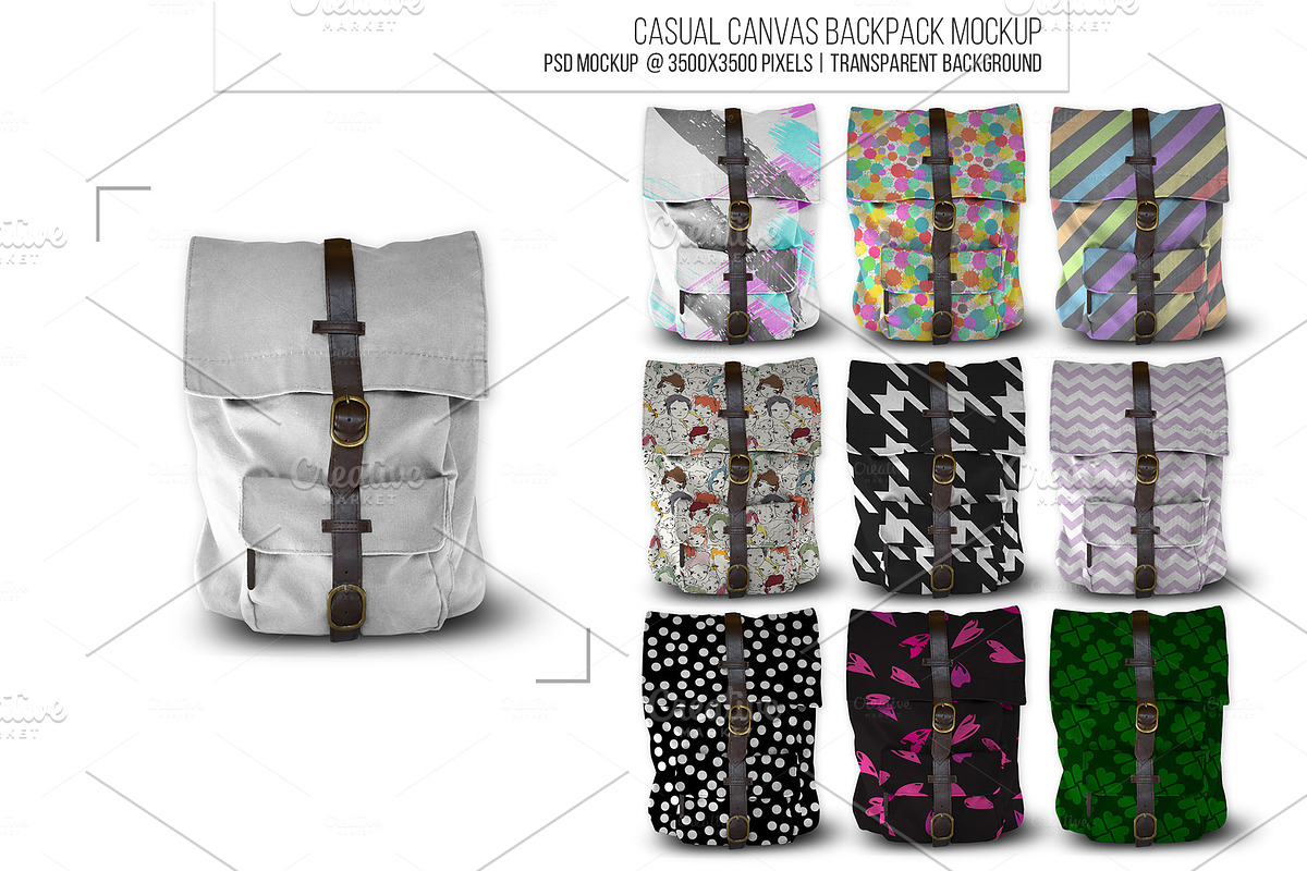 Casual Canvas School Backpack Mockup in Presentation Templates - product preview 8