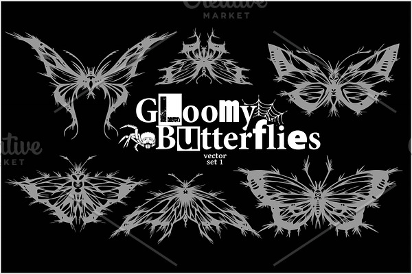 Gloomy Butterflies - vector set -