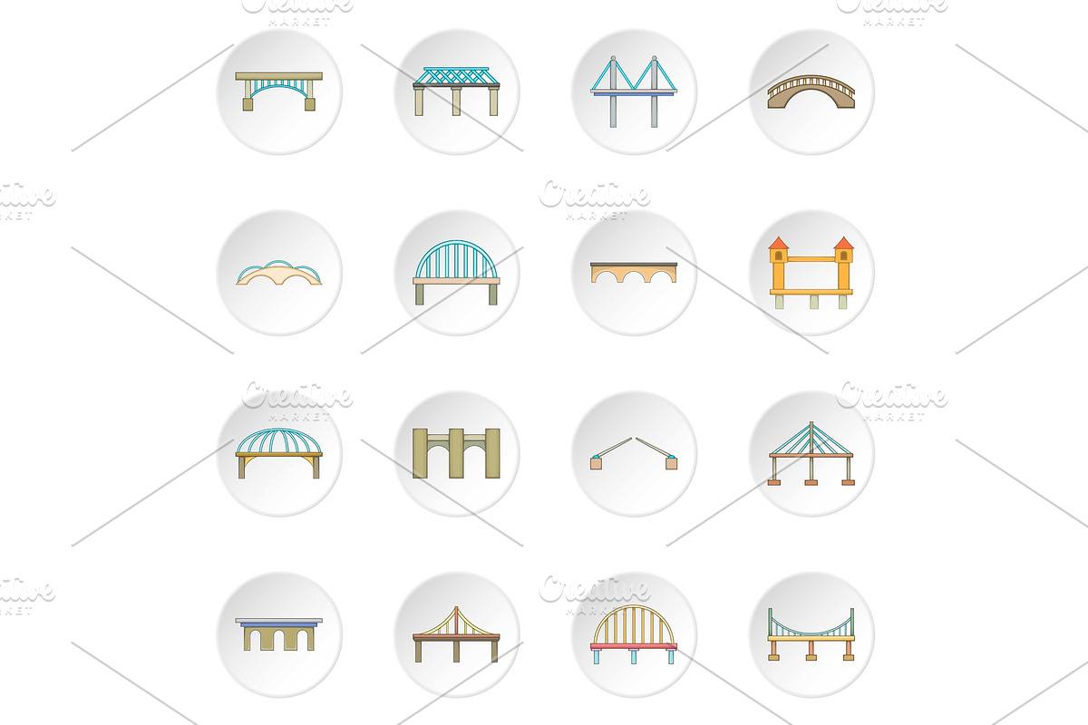 Bridge construction icons set in Illustrations - product preview 8