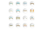 Bridge construction icons set