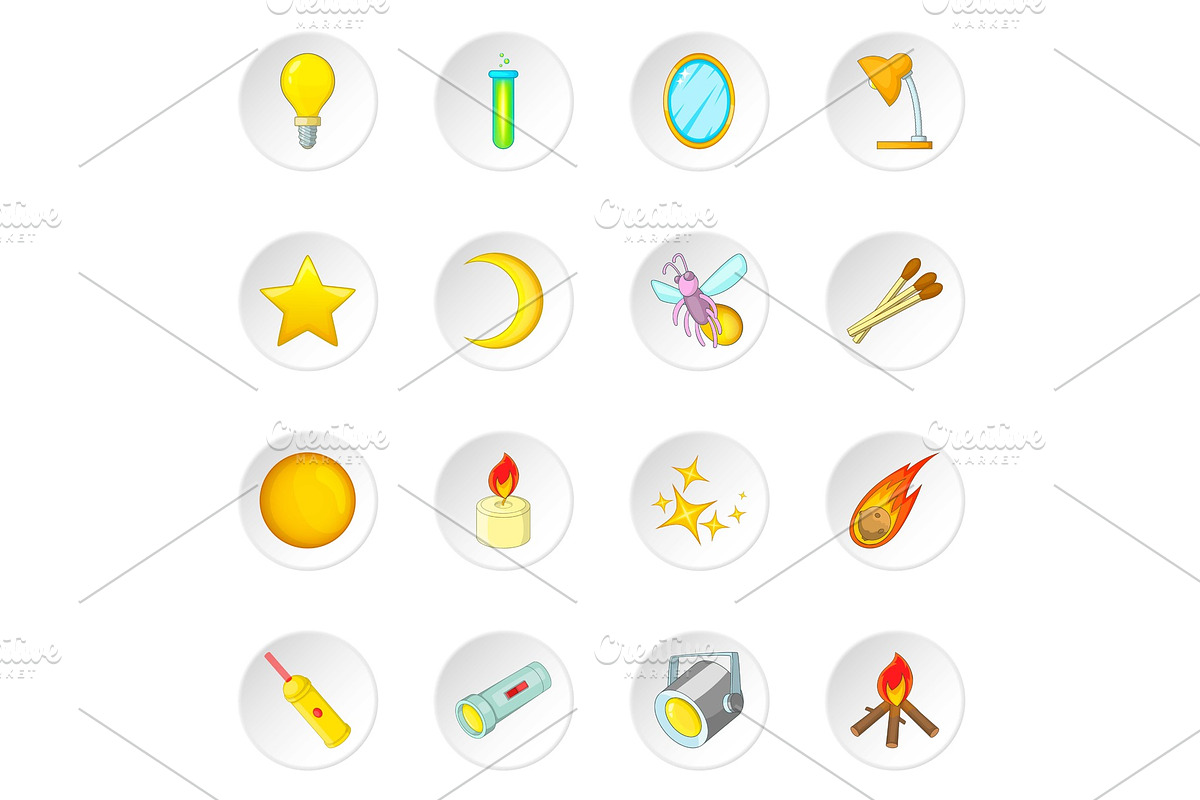 Sources of light icons set in Illustrations - product preview 8