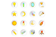 Sources of light icons set
