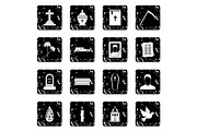 Funeral icons set