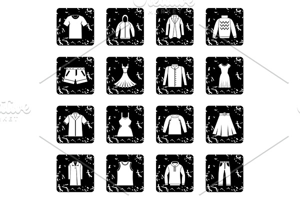 Different clothes icons set
