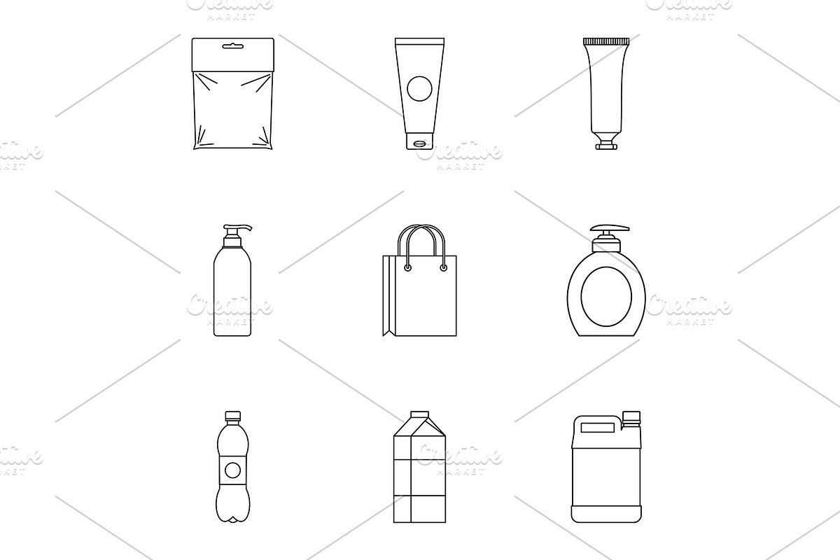 Container icons set, outline style in Objects - product preview 8