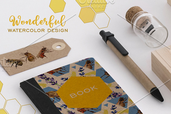 Bee Watercolor png in Illustrations - product preview 1