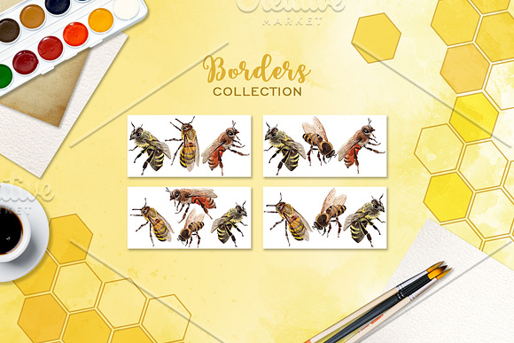 Bee Watercolor png in Illustrations - product preview 3
