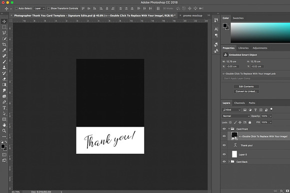 Photographer Thank You Card Template in Postcard Templates - product preview 5