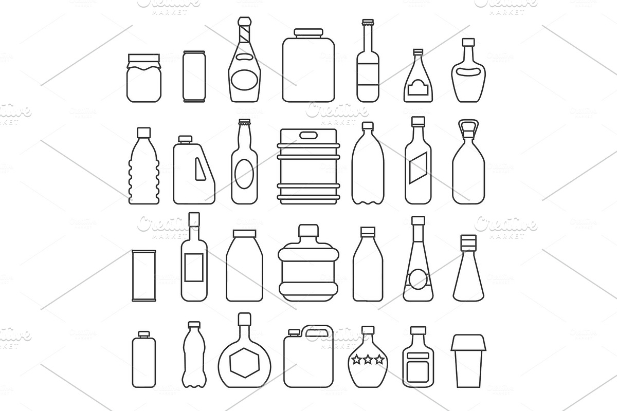 Beverage packaging icons in Illustrations - product preview 8