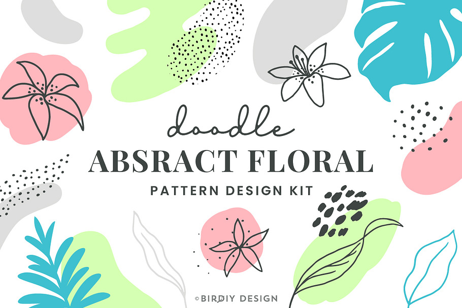 Doodle Abstract Floral Pattern Kit