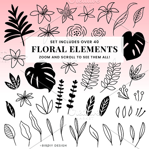 Doodle Abstract Floral Pattern Kit in Illustrations - product preview 4