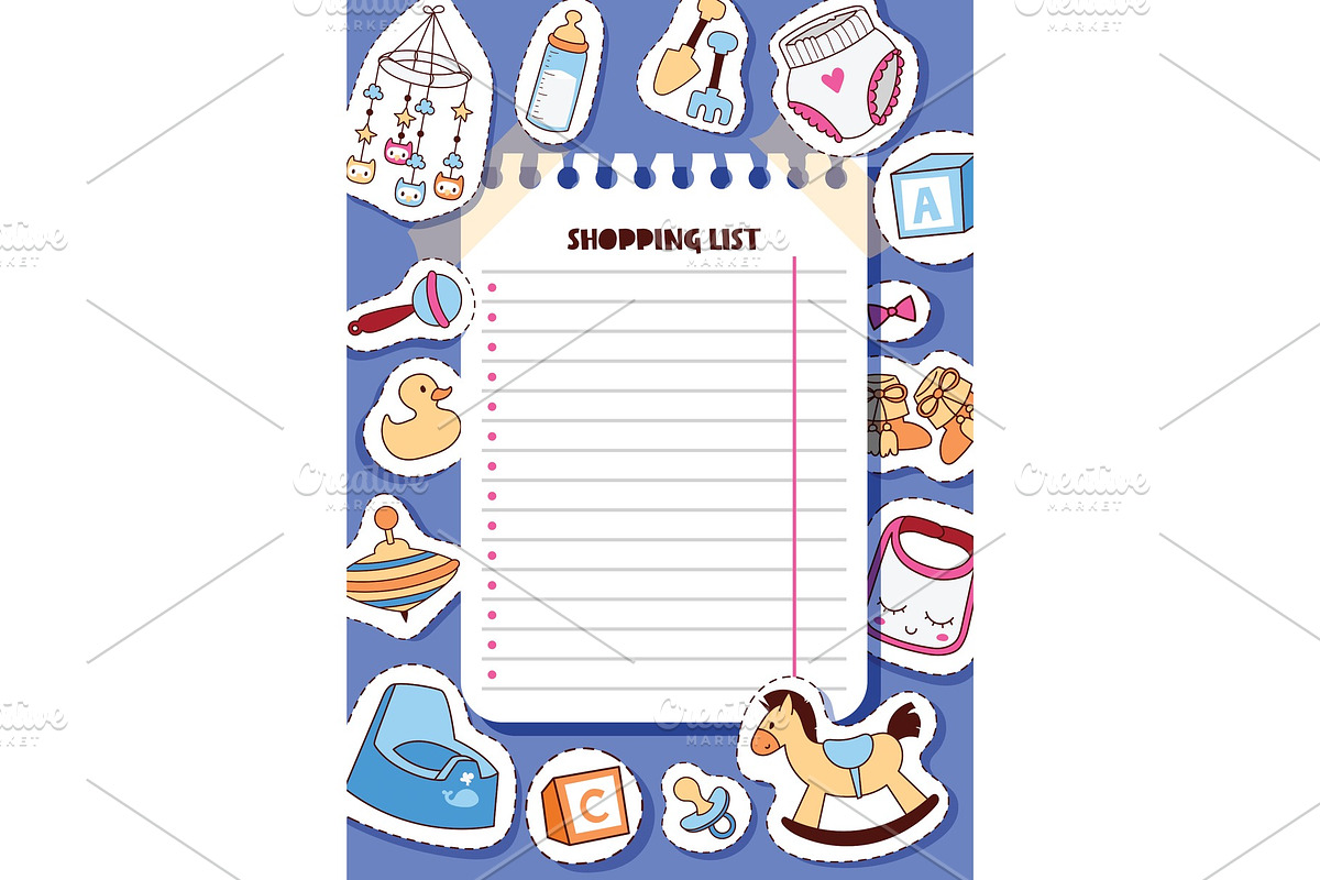 Baby shopping list vector cartoon in Illustrations - product preview 8