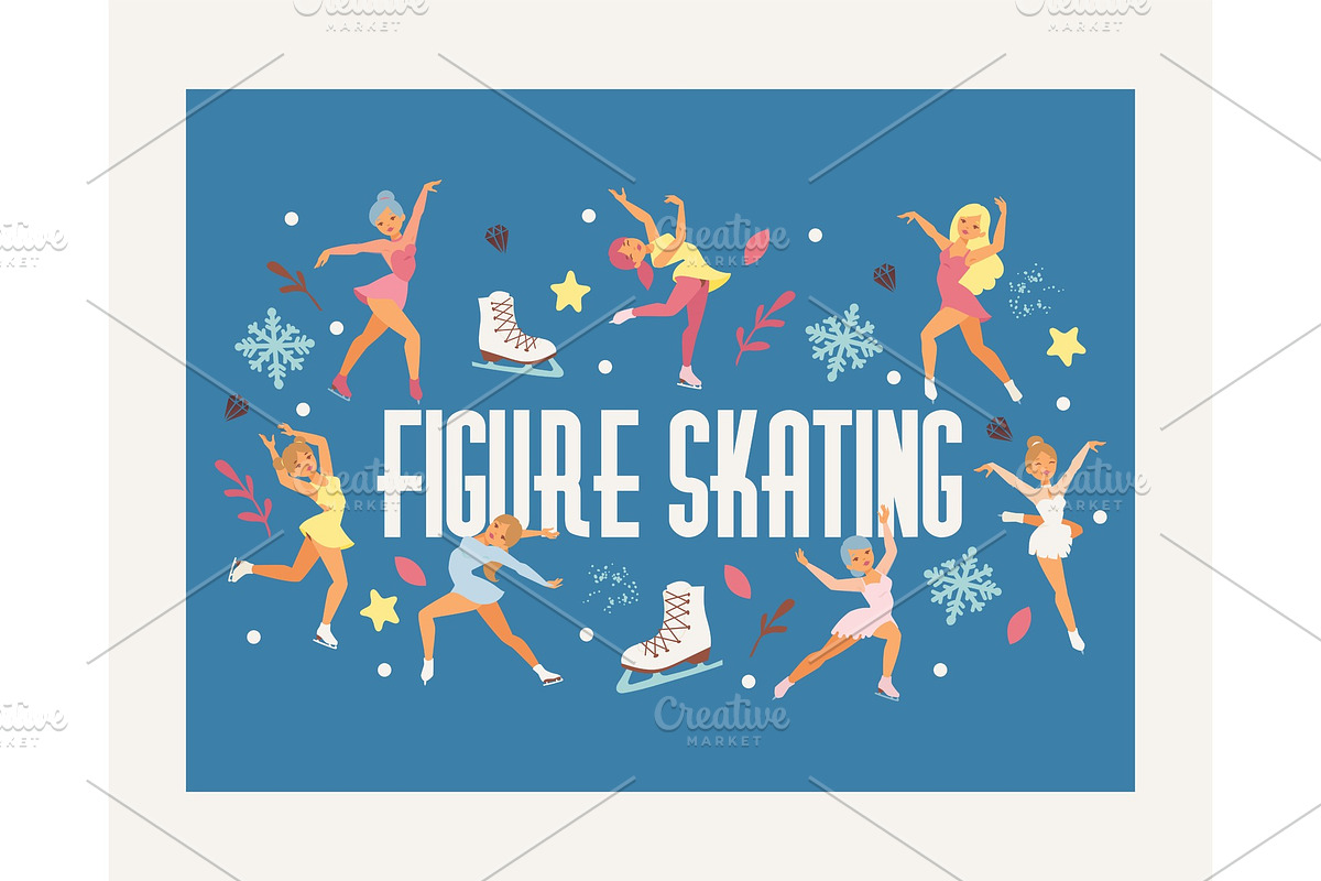 Figure skating vector backdrop girl in Illustrations - product preview 8