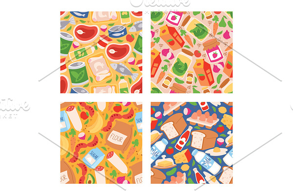 Food vector seamless pattern meal