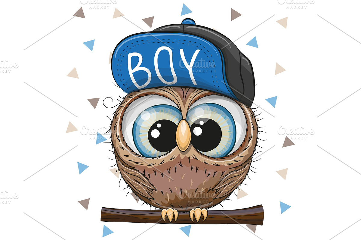 Cartoon Owl in a cap in Illustrations - product preview 8