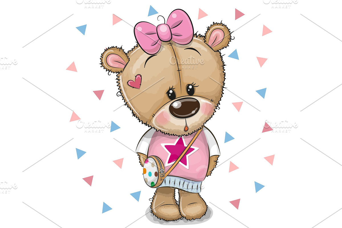 Teddy Bear on a white background in Illustrations - product preview 8