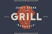 Steak, logo, meat label. Logo with