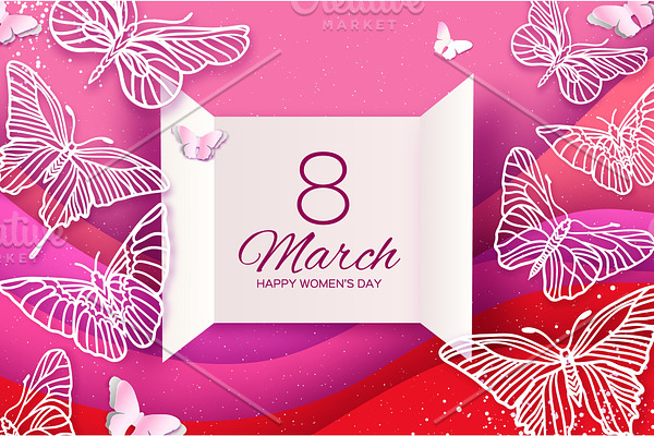 Tropical 8 March. Pink Womens day