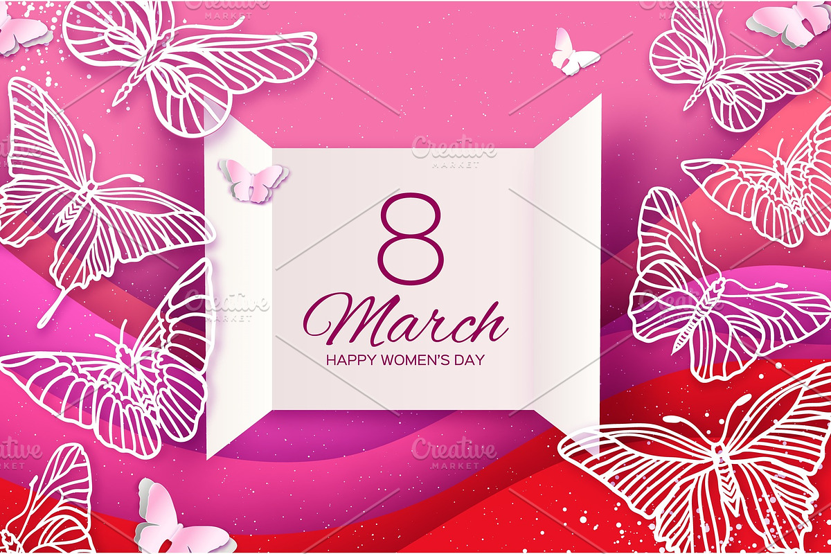 Tropical 8 March. Pink Womens day in Illustrations - product preview 8
