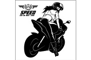 Woman and sport motorbike -