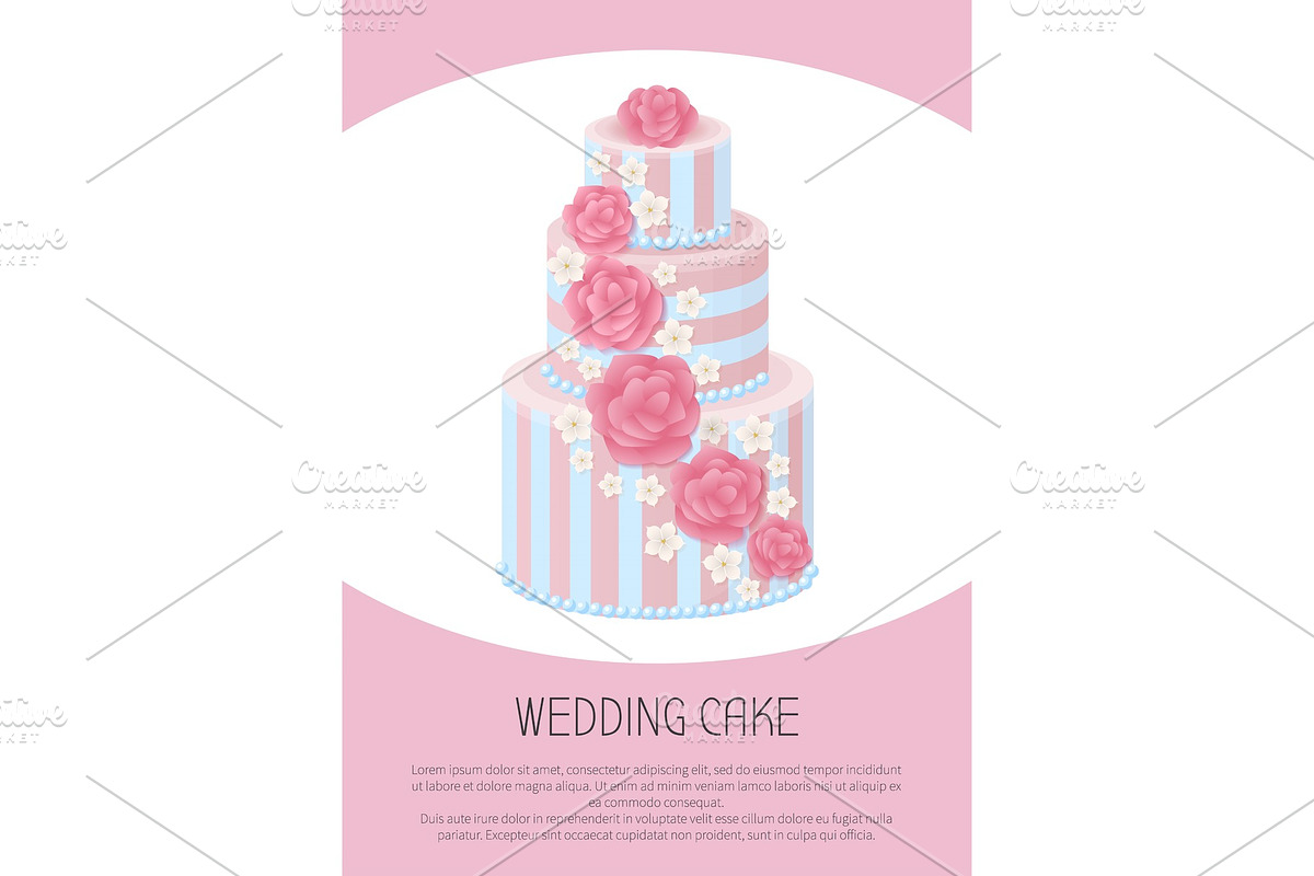 Three-Tier Wedding Cake Decorated in Illustrations - product preview 8