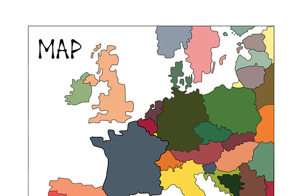 Colorful abstract map of europe