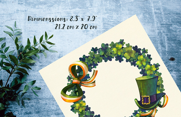 St Patrick Day watercolor wreath in Illustrations - product preview 5