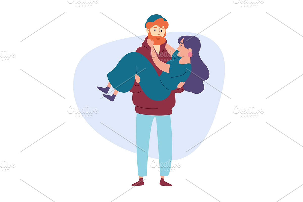 Man holding woman in his hands in Illustrations - product preview 8
