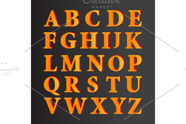 Vector 3D Alphabet Set Letters With