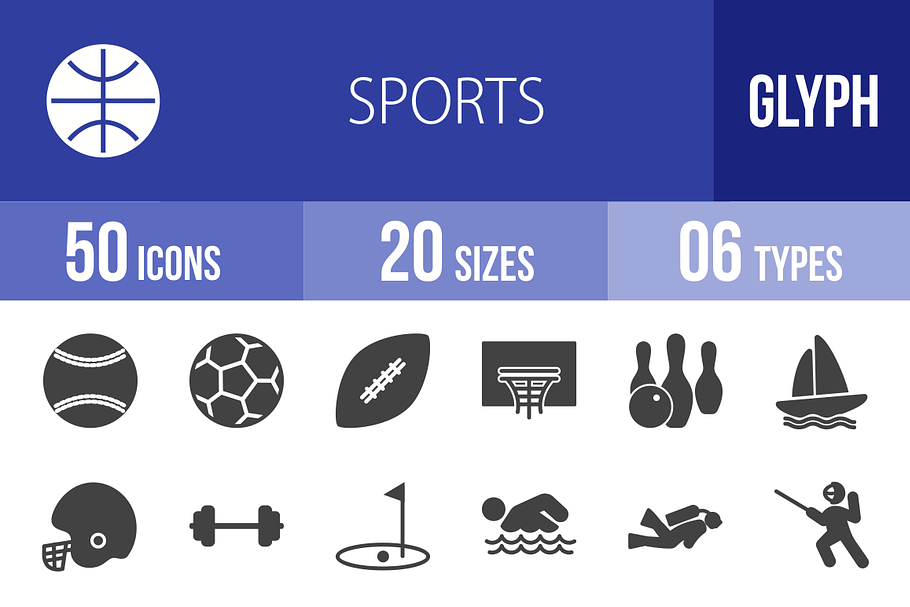 50 Sports Glyph Icons
