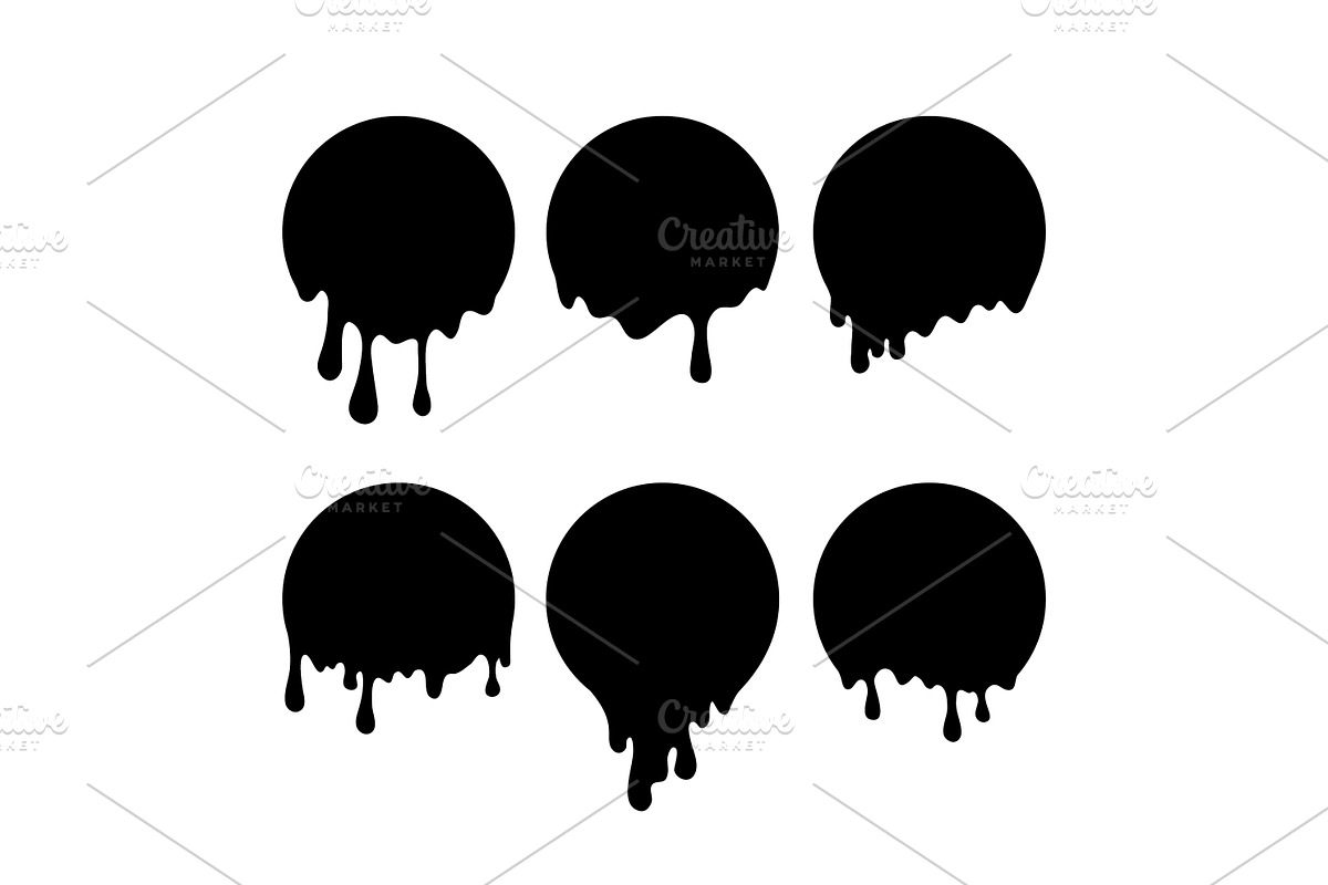 Paint dripping. Current drops. Black in Black And White Icons - product preview 8