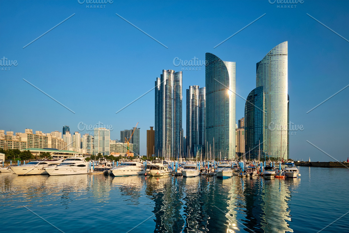 Busan marina with yachts on sunset in Graphics - product preview 8