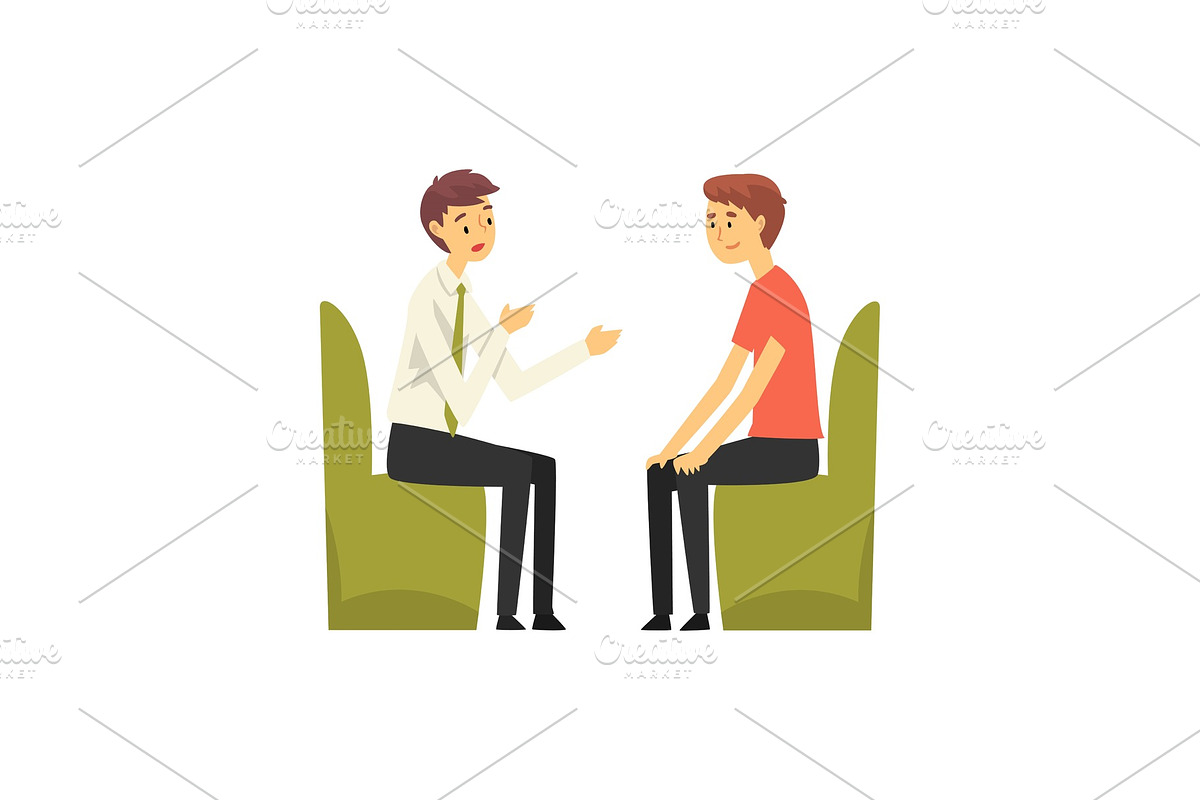 Man Talking to Manager at Bank in Illustrations - product preview 8