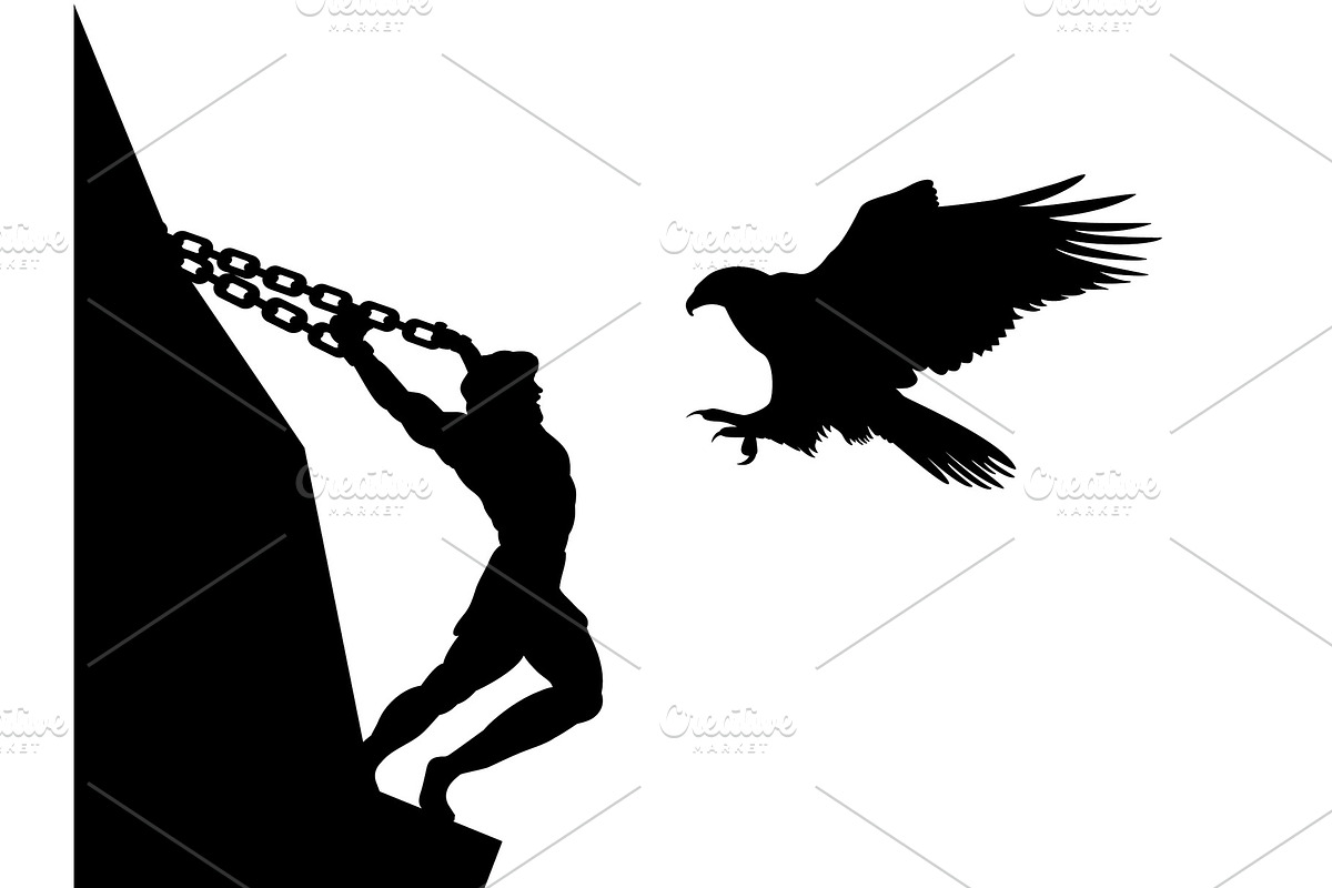 Prometheus god eagle silhouette in Illustrations - product preview 8
