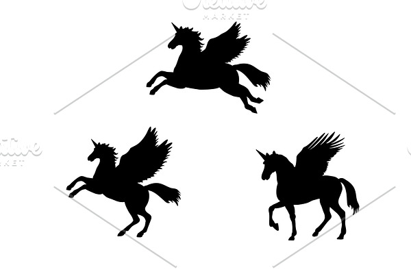Pegasus Unicorn silhouette mythology
