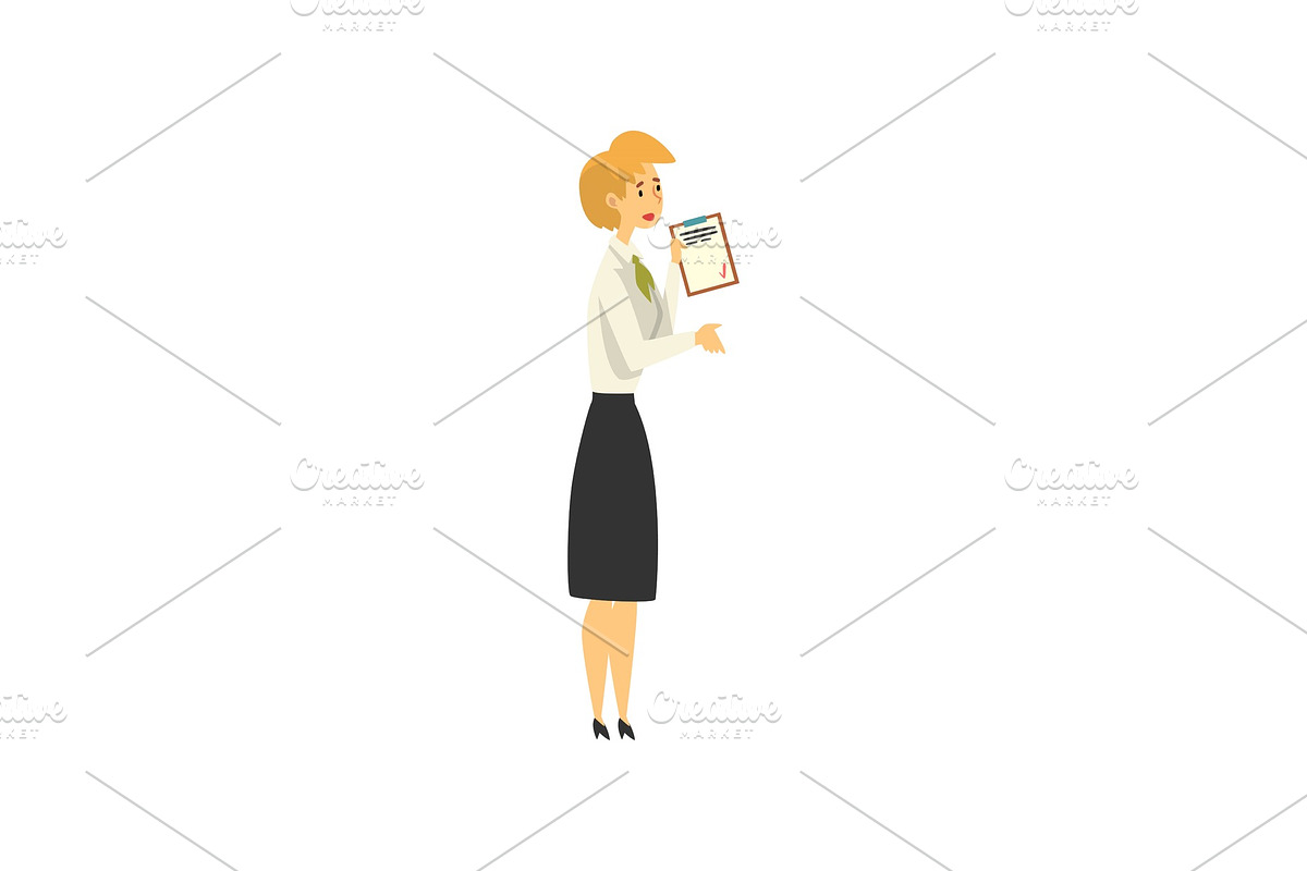 Female Manager Character Working at in Illustrations - product preview 8