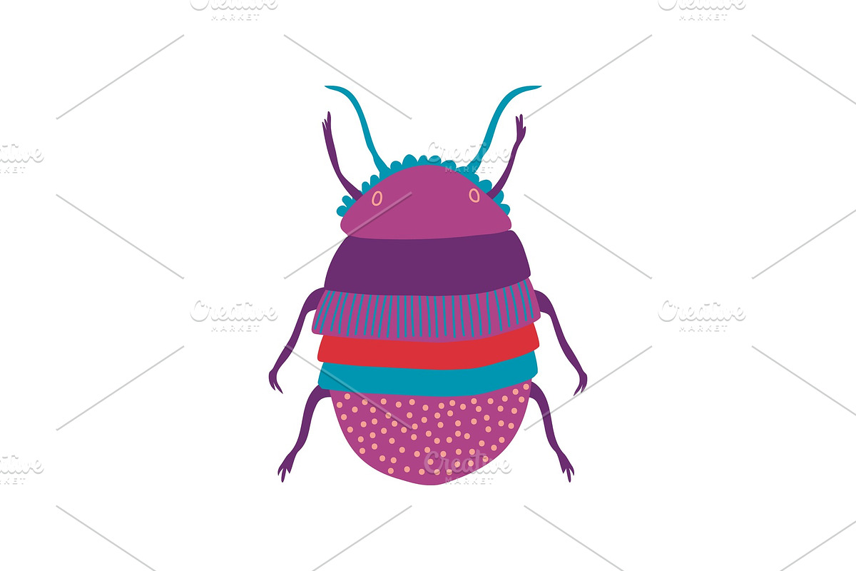 Cute Colorful Scarab Insect, Top in Illustrations - product preview 8