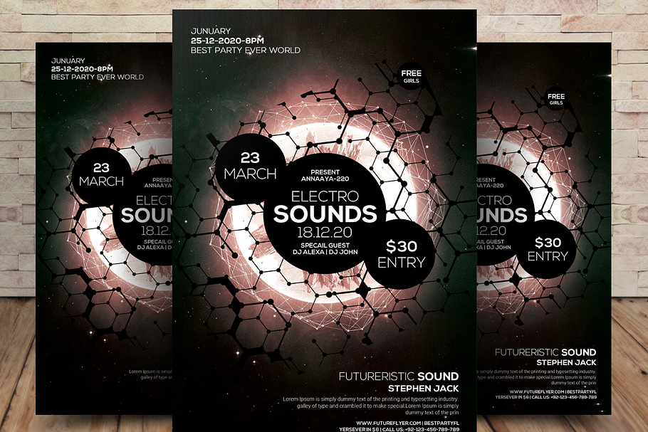 Electro Sound Party Music Poster in Flyer Templates - product preview 8
