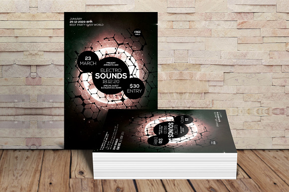 Electro Sound Party Music Poster in Flyer Templates - product preview 2