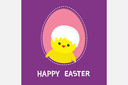 Happy Easter Chicken bird with shell