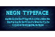 Red and blue neon font set