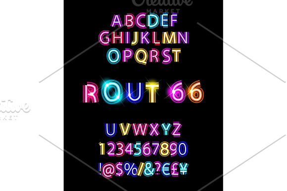 Rout 66. Neon font in Graphics - product preview 1