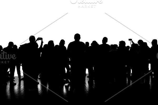 Panoramic Group of People Silhouette
