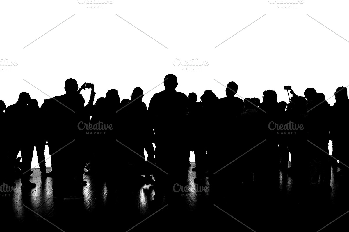 Panoramic Group of People Silhouette in Illustrations - product preview 8