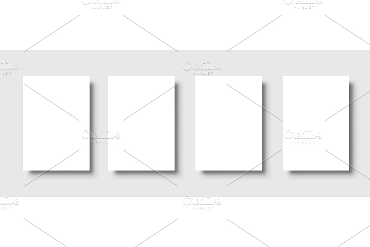 Empty white posters set. White black in Objects - product preview 8