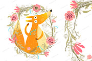 Fox and Flowers Cartoon