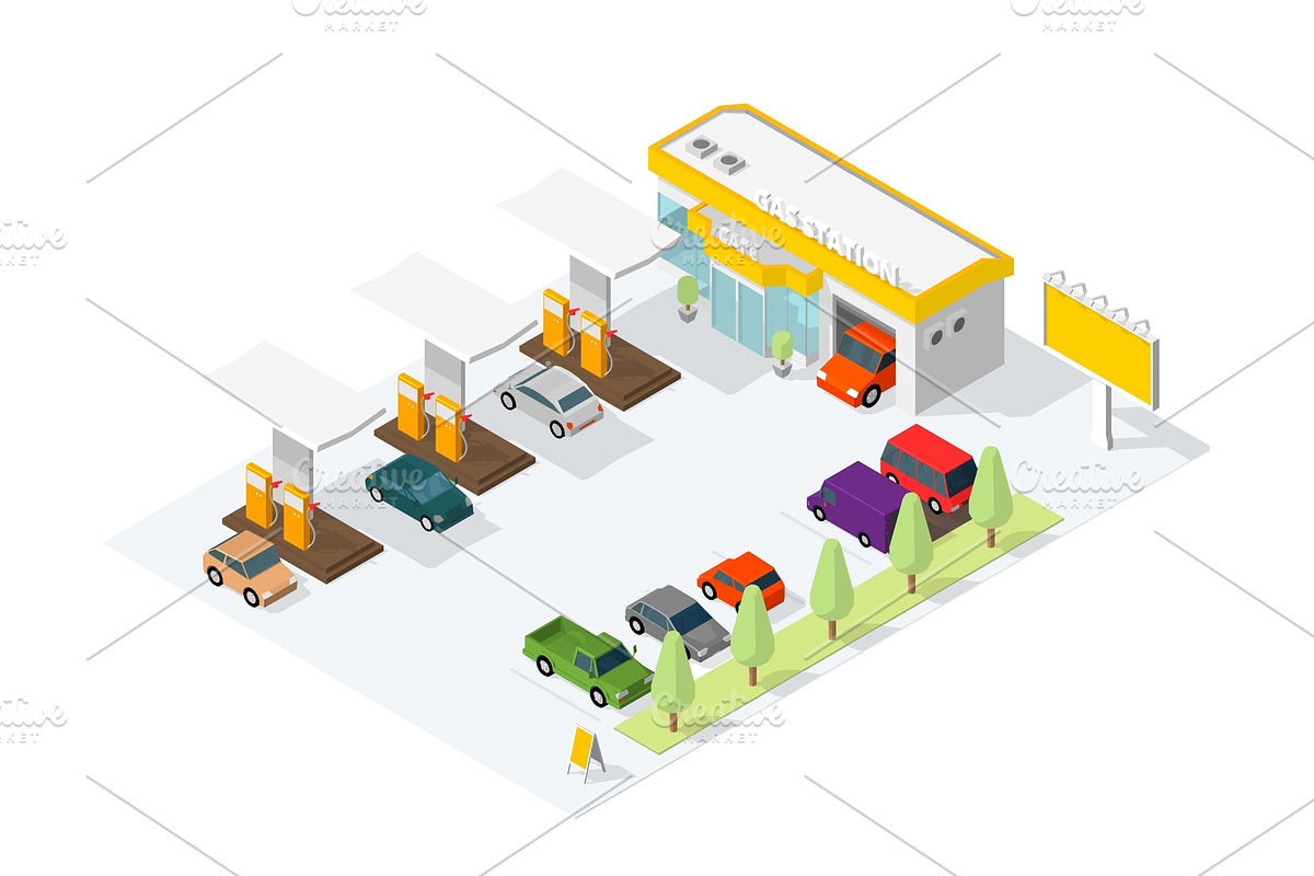 Filling station parking. Refilling. in Illustrations - product preview 8