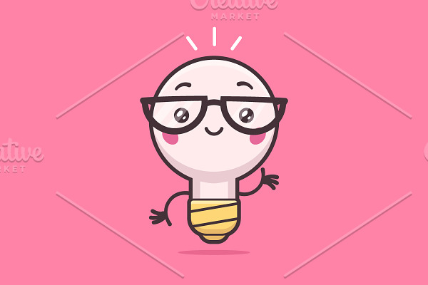 Light Bulb Geek Mascot